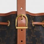 SMALL DRAWSTRING BAG IN TRIOMPHE CANVAS AND CALFSKIN TAN - Image 4